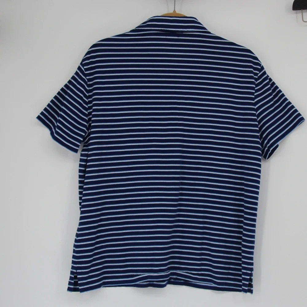 Polo Ralph Lauren Mens Custom Slim Fit Striped Polo Shirt Blue White Medium READ